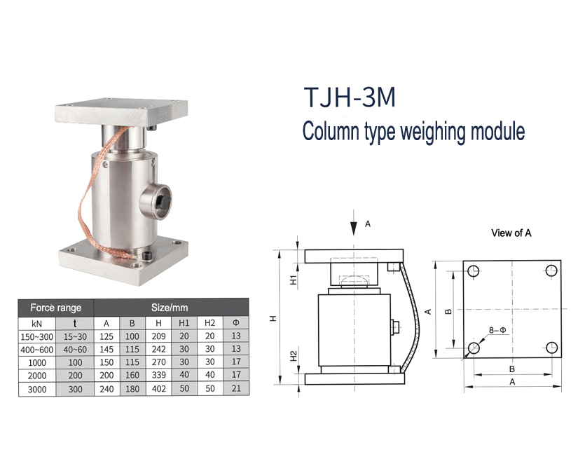Desenho dimensional do módulo de pesagem TJH-3M