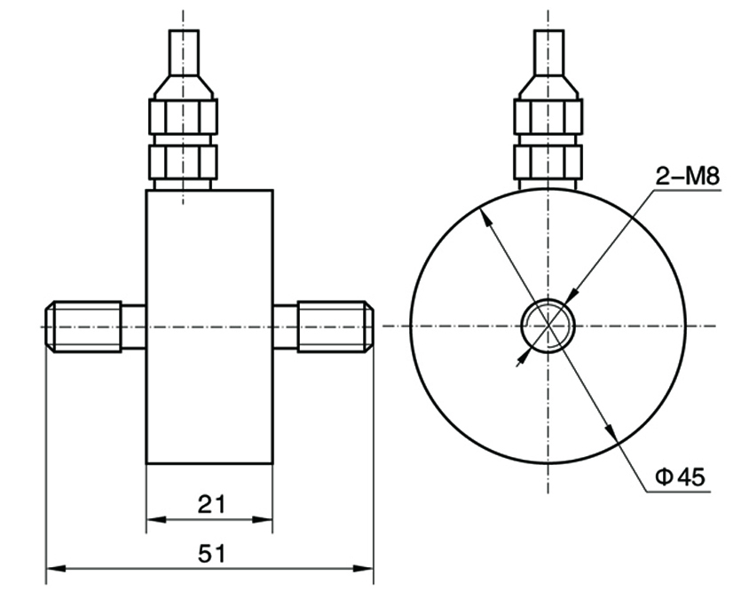 Desenho da dimensão do sensor de força do freio de mão TJL-11